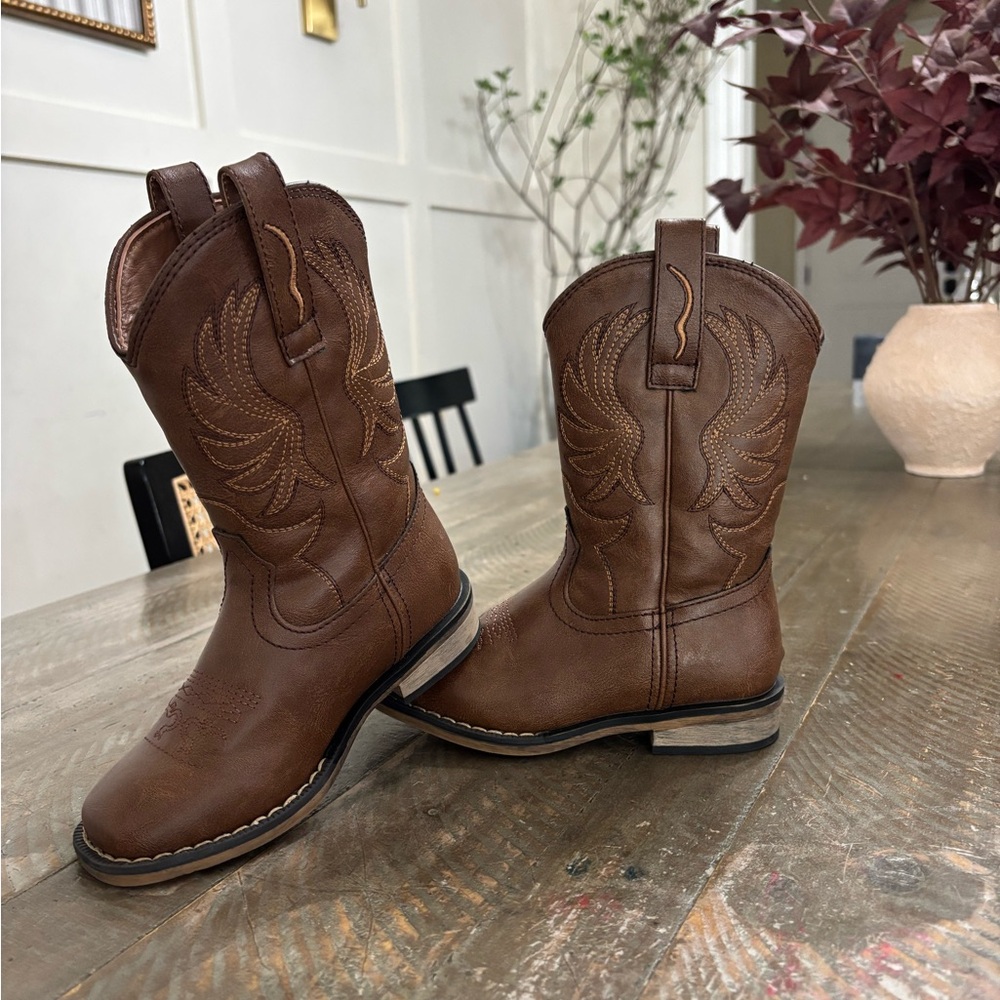 Brown Kids Western Cowboy Boots - Brown